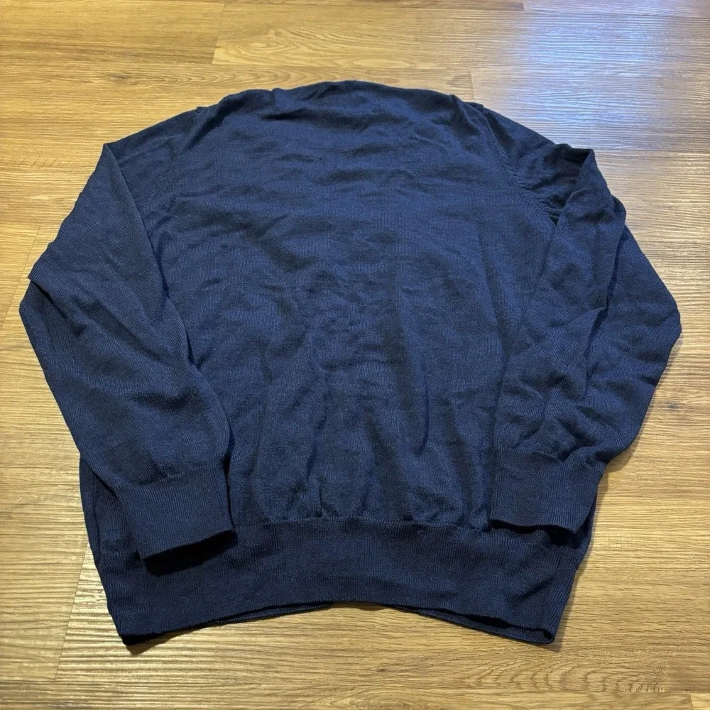 Jos A Bank Traveler Cardigan Sweater Mens *Fits Sz Small* Merino Wool Navy Blue
